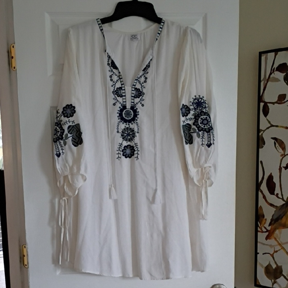 CC Chic Connection White & Navy Boho Dress, L/P